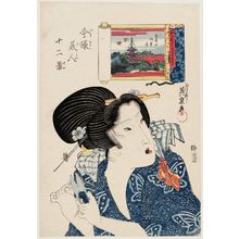 Keisai Eisen: ... ga yosasô: Kinryûzan Sensô-ji, from the series Twelve Views of Modern Beauties (Imayô bijin jûni kei) - Museum of Fine Arts