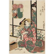 渓斉英泉: Hanamurasaki of the Tamaya, from the series Eight Views of the Pleasure Quarters (Kuruwa hakkei) - ボストン美術館