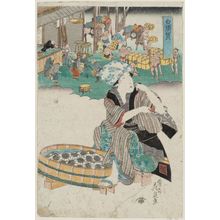 渓斉英泉: Shirasuka, from an untitled series of the Fifty-three Stations of the Tôkaidô Road - ボストン美術館