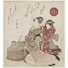Ryuryukyo Shinsai: Girl Adjusting a Woman's Hair, from the series The Three Monkeys (Sanen) - Museum of Fine Arts