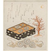 柳々居辰斎: Decorated Box with Coins and Coral - ボストン美術館