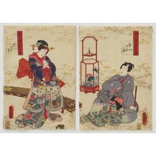 Utagawa Kunisada: Ch. 11, Hanachirusato, from the series Lingering Sentiments of a Late Collection of Genji (Genji goshû yojô) [pun on The Fifty-four Chapters of the Tale of Genji (Genji gojûyojô)] - Museum of Fine Arts