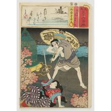Utagawa Kunisada: Hôkaibô and ?'s wife Oume, from the series Matches for Thirty-six Selected Poems (Mitate sanjûrokku sen) - Museum of Fine Arts
