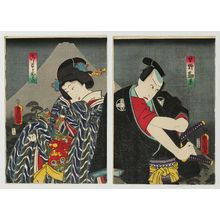 Utagawa Kunisada: Actors Kawarazaki Gonjûrô I as Hayano Kanpei (R) and Iwai Kumesaburô III as Koshimoto Okaru (L) - Museum of Fine Arts