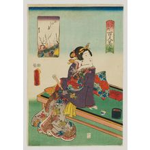 Utagawa Kunisada: The Plum Garden (Umeyashiki), from the series One Hundred Beautiful Women at Famous Places in Edo (Edo meisho hyakunin bijo) - Museum of Fine Arts