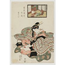 Japanese Print "The Hour of the Ox, Eighth Hour of Night (Ushi no koku, Yoru no yattsu), from the series A Yoshiwara Clock (Yoshiwara tokei)" by Utagawa Kunisada, 歌川国貞 (Utagawa Kunisada I (Toyokuni III))