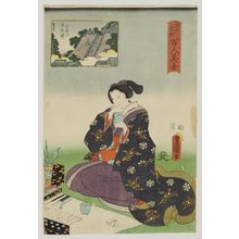 Japanese Print "Ushi Tenjin Shrine at Koishikawa (Koishikawa Ushi Tenjin), from the series One Hundred Beautiful Women at Famous Places in Edo (Edo meisho hyakunin bijo)" by Utagawa Kunisada, 歌川国貞 (Utagawa Kunisada I (Toyokuni III))