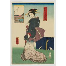 歌川国貞: Shamisen Canal (Shamisen-bori), from the series One Hundred Beautiful Women at Famous Places in Edo (Edo meisho hyakunin bijo) - ボストン美術館