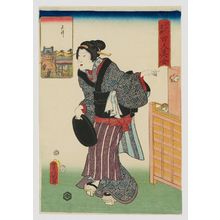 歌川国貞: Tenjin Shrine, from the series One Hundred Beautiful Women at Famous Places in Edo (Edo meisho hyakunin bijo) - ボストン美術館