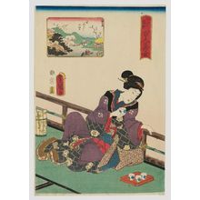 歌川国貞: Higurashi Village (Higurashi no sato), from the series One Hundred Beautiful Women at Famous Places in Edo (Edo meisho hyakunin bijo) - ボストン美術館