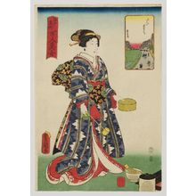 歌川国貞: Iidamachi, from the series One Hundred Beautiful Women at Famous Places in Edo (Edo meisho hyakunin bijo) - ボストン美術館