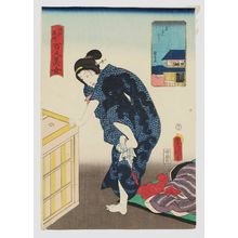 歌川国貞: Yagenbori, from the series One Hundred Beautiful Women at Famous Places in Edo (Edo meisho hyakunin bijo) - ボストン美術館