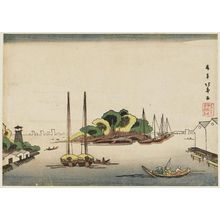 昇亭北壽: Perspective Picture of Teppôzu and Tsukudajima (Teppôzu Tsukudajima no uki-e) - ボストン美術館