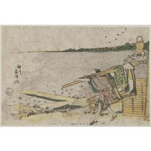 Yanagawa Sadanobu: Man Carrying Empty Kago Walking Along Shore - Museum of Fine Arts