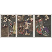 Utagawa Kunisada: Outside a brushwood fence at night - Museum of Fine Arts