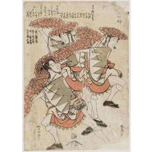 葛飾北斎: The Tenth Month (?): The Sparrow Dance (...no bu, Suzume odori), from an untitled series of Niwaka festival dances representing the Twelve Months - ボストン美術館