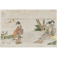 Katsushika Hokusai: Women and Child with Puppy - Museum of Fine Arts