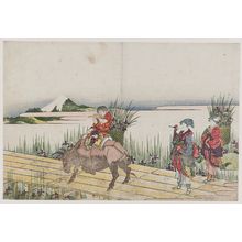 Katsushika Hokusai: Crossing a Bridge with Iris - Museum of Fine Arts