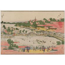 Katsushika Hokusai: Cherry Blossoms in Full Bloom at Tôeizan Temple (Tôeizan hanazakari no zu), from the series Newly Published Perspective Pictures (Shinpan uki-e) - Museum of Fine Arts
