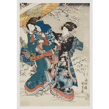 歌川国貞: Women and Children Playing in Snow - ボストン美術館