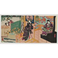 Utagawa Kunisada: Figures in Edo Purple: The Hahakigi Chapter (Edo Murasaki sugata no Hahakigi) - Museum of Fine Arts