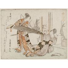 葛飾北斎: Two Women with a Koto - ボストン美術館