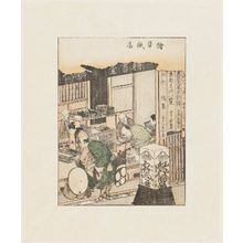 Katsushika Hokusai: Print and Book Store (E-sôshi ten): The Store of Tsutaya Jûzaburô, from the book Ehon Azuma Asobi (Illustrated Pleasures of the East) - Museum of Fine Arts