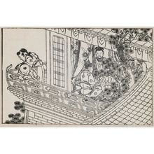 Katsushika Hokusai: Children on a high balcony. From Ehon Teikin Orai, vol.I sheet 5, back, sheet 16, front - Museum of Fine Arts