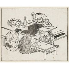 Katsushika Hokusai: Embroiderers. From Ehon Teikin Orai, vol.I sheet 26, front; sheet 18, front; sheet 11, front. - Museum of Fine Arts