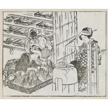 Katsushika Hokusai: Silk worm culture (bottom). From Ehon Teikin Orai, vol.I sheet 20, front; sheet 22, back - Museum of Fine Arts