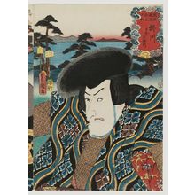 Utagawa Kunisada: Kakegawa: (Actor Matsumoto Kôshirô VI as) Nihonzaemon, from the series Fifty-three Stations of the Tôkaidô Road (Tôkaidô gojûsan tsugi no uchi) - Museum of Fine Arts
