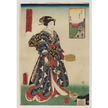 歌川国貞: Iidamachi, from the series One Hundred Beautiful Women at Famous Places in Edo (Edo meisho hyakunin bijo) - ボストン美術館