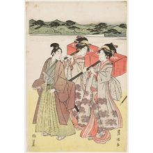 歌川豊国: Lady and Attendants Returning from a Temple Visit - ボストン美術館