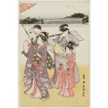 歌川豊国: Lady and Attendants Returning from a Temple Visit - ボストン美術館