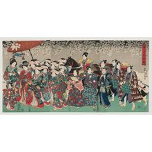 歌川国貞: Actors in a Cherry-blossom Viewing Procession (Ohanami gyôretsu no zu) - ボストン美術館
