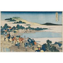 Katsushika Hokusai: Fukui Bridge in Echizen Province (Echizen Fukui no hashi), from the series Remarkable Views of Bridges in Various Provinces (Shokoku meikyô kiran) - Museum of Fine Arts
