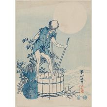 Katsushika Hokusai: Man Washing Potatoes, from an untitled series of blue (aizuri) prints - Museum of Fine Arts