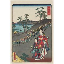 Utagawa Kunisada, 歌川国貞 (Utagawa Kunisada I (Toyokuni III))による浮世絵「Ôiso, from the series Scenes of Famous Places along the Tôkaidô Road (Tôkaidô meisho fûkei), also known as the Processional Tôkaidô (Gyôretsu Tôkaidô), here called Tôkaidô no uchi」