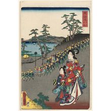 Utagawa Kunisada, 歌川国貞 (Utagawa Kunisada I (Toyokuni III))による浮世絵「Ôiso, from the series Scenes of Famous Places along the Tôkaidô Road (Tôkaidô meisho fûkei), also known as the Processional Tôkaidô (Gyôretsu Tôkaidô), here called Tôkaidô no uchi」