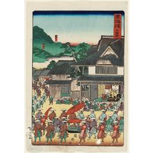 Utagawa Kuniteru: Odawara, from the series Scenes of Famous Places along the Tôkaidô Road (Tôkaidô meisho fûkei), also known as the Processional Tôkaidô (Gyôretsu Tôkaidô), here called Tôkaidô - Museum of Fine Arts