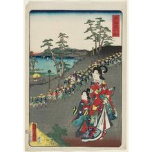 Utagawa Kunisada, 歌川国貞 (Utagawa Kunisada I (Toyokuni III))による浮世絵「Ôiso, from the series Scenes of Famous Places along the Tôkaidô Road (Tôkaidô meisho fûkei), also known as the Processional Tôkaidô (Gyôretsu Tôkaidô), here called Tôkaidô no uchi」