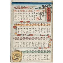歌川国芳: Title page from the series Sixty-nine Stations of the Kisokaidô Road (Kisokaidô rokujûkyû eki, mokuroku) - ボストン美術館