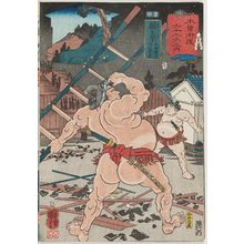 Utagawa Kuniyoshi: Sekigahara: Hanaregoma Chôkichi and Nuregami Chôgorô, from the series Sixty-nine Stations of the Kisokaidô Road (Kisokaidô rokujûkyû tsugi no uchi) - Museum of Fine Arts
