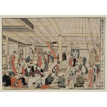 鳥居清長: The Chôjiya at Edo-machi Nichôme in the New Yoshiwara (Shin Yoshiwara Edo-machi nichôme Chôjiya no zu) - ボストン美術館