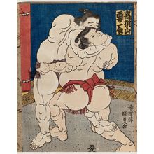 日本版画 "Wrestlers Takaneyama and Kaname-ishi" 由 Utagawa Kunisada, 歌川国貞 (Utagawa Kunisada I (Toyokuni III)) 创作