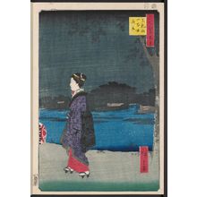 Utagawa Hiroshige: Night View of Matsuchiyama and the San'ya Canal (Matsuchiyama San'yabori yakei), from the series One Hundred Famous Views of Edo (Meisho Edo hyakkei) - Museum of Fine Arts