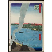 Utagawa Hiroshige: Tile Kilns and Hashiba Ferry, Sumida River (Sumidagawa Hashiba no watashi kawaragama), from the series One Hundred Famous Views of Edo (Meisho Edo hyakkei) - Museum of Fine Arts