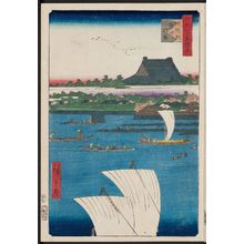 Utagawa Hiroshige: Teppôzu and Tsukiji Hongan-ji Temple (Teppôzu Tsukiji Monzeki), from the series One Hundred Famous Views of Edo (Meisho Edo hyakkei), here called One Hundred Views of Edo for Entertainment (Edo hyakkei yokyô) - Museum of Fine Arts
