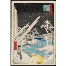 Japanese Print "Fukagawa Lumberyards (Fukagawa Kiba), from the series One Hundred Famous Views of Edo (Meisho Edo hyakkei)" by Utagawa Hiroshige, 歌川広重 (Utagawa Hiroshige I)