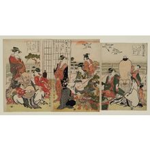 Kitagawa Utamaro: Fukurokuju, Benten, and Hotei at a Party with Courtesans - Museum of Fine Arts